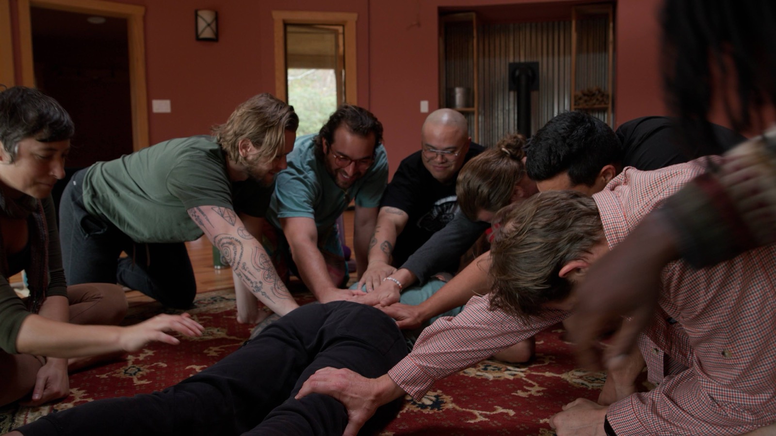 Brothers connecting at a Heart of Men retreat